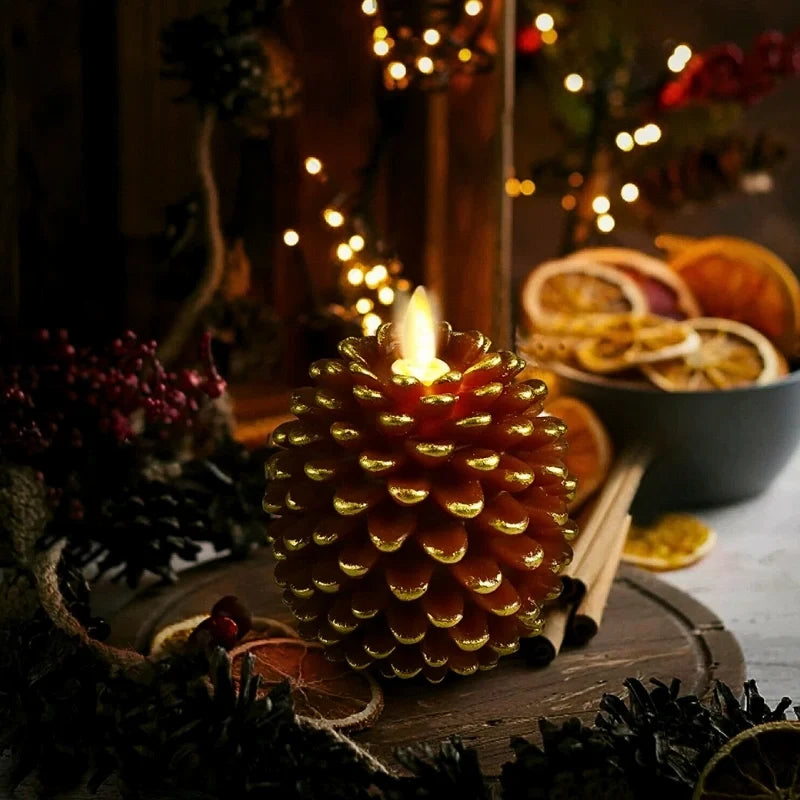 Flameless Pinecone LED Candles