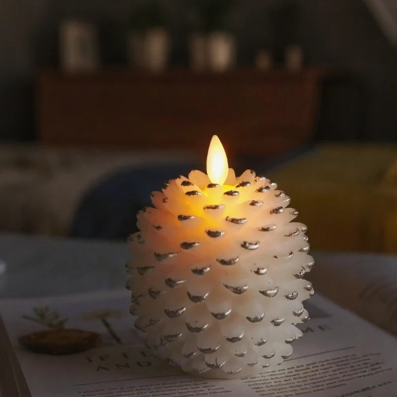 Flameless Pinecone LED Candles