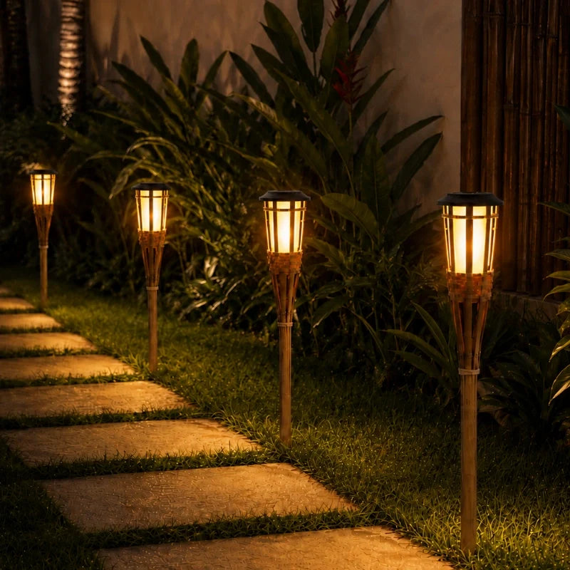 Solar Bamboo Torch Lights for Garden