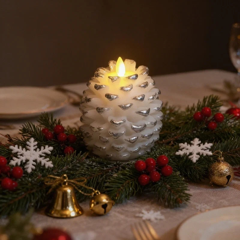 Flameless Pinecone LED Candles