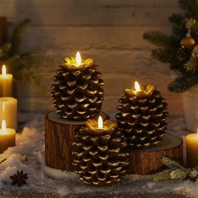 Flameless Pinecone LED Candles