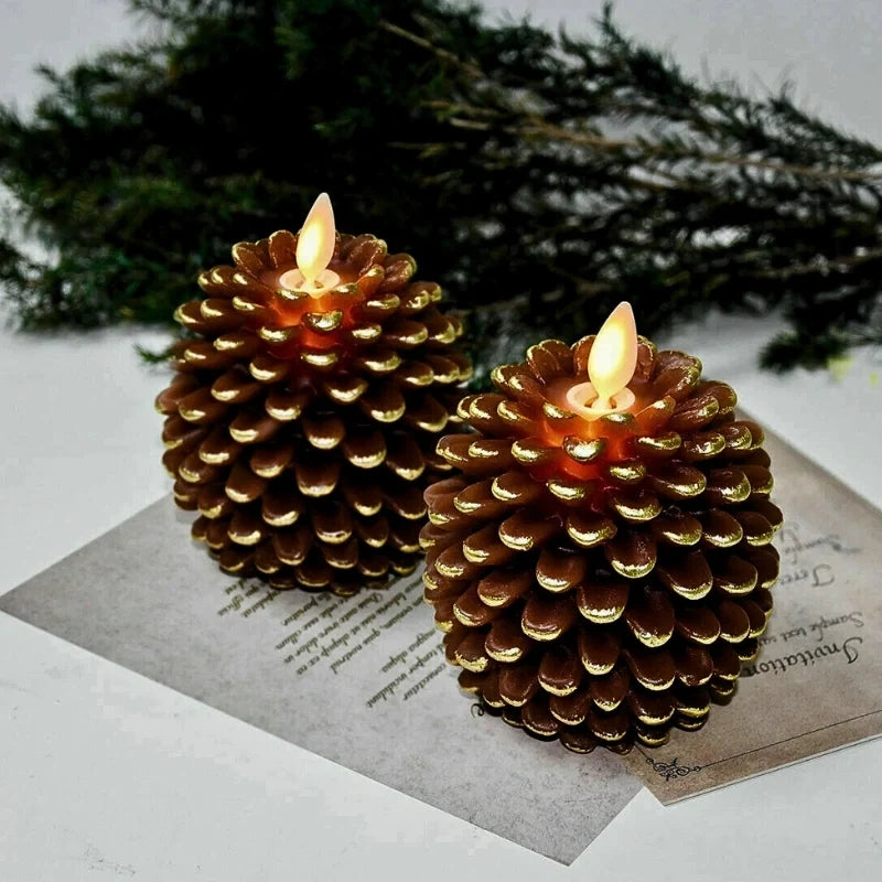 Flameless Pinecone LED Candles