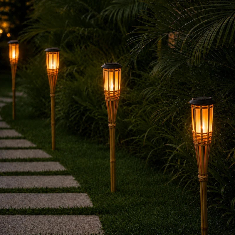 Solar Bamboo Torch Lights for Garden