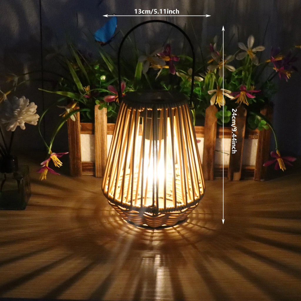 Handwoven Solar Garden Floor Lamp