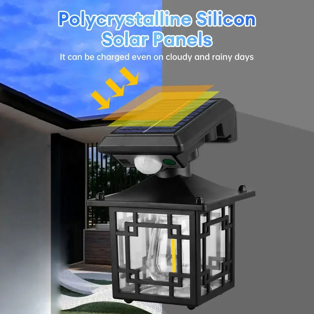 Retro Solar Outdoor Wall Lantern