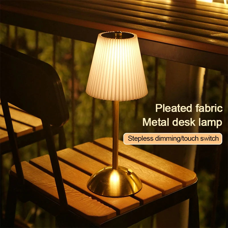 Pleated Shade Cordless Table Lamp