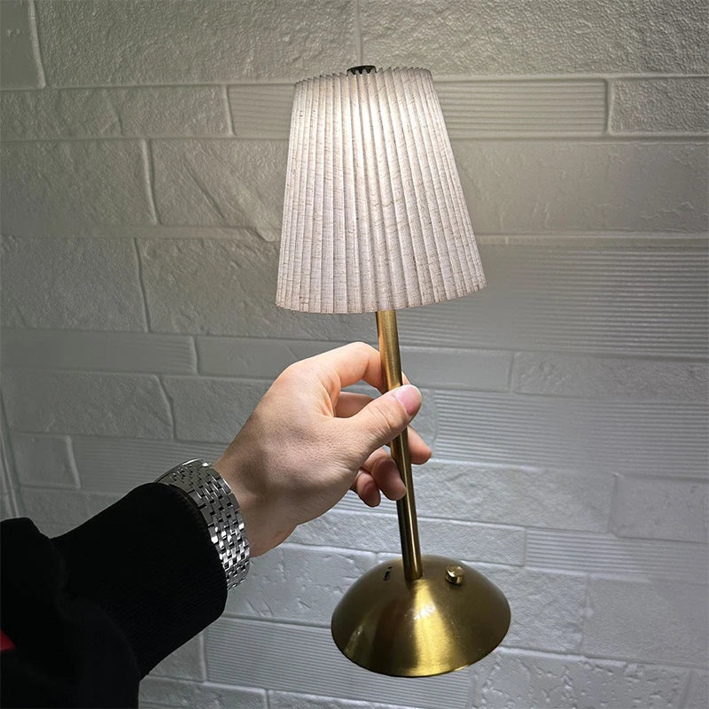 Pleated Shade Cordless Table Lamp