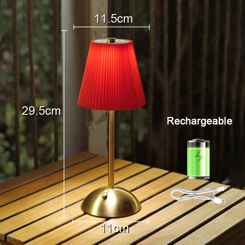 Pleated Shade Cordless Table Lamp