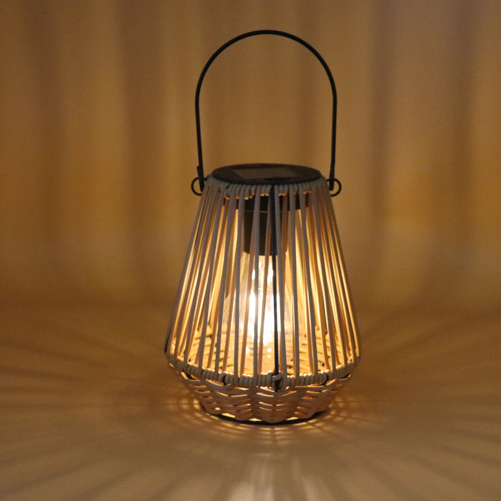 Handwoven Solar Garden Floor Lamp