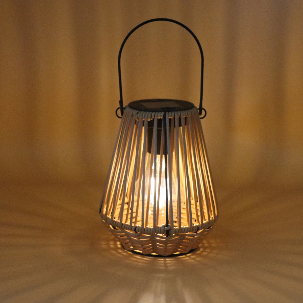 Handwoven Solar Garden Floor Lamp