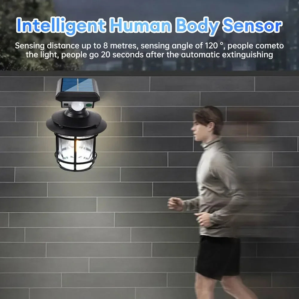Retro Solar Outdoor Wall Lantern