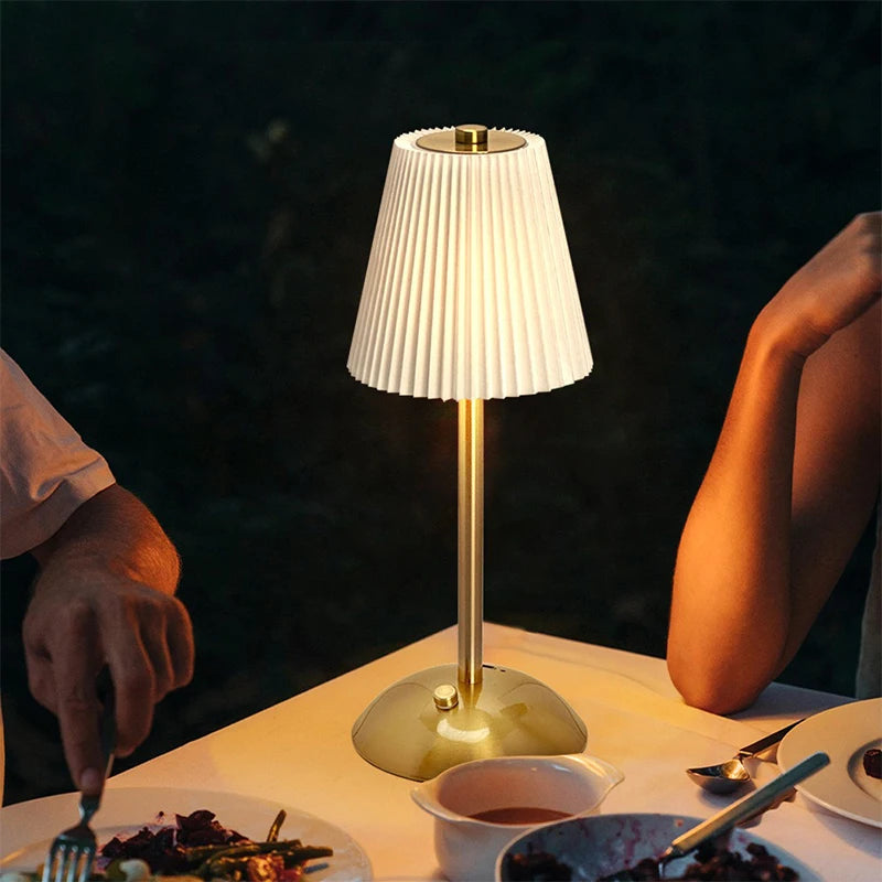 Pleated Shade Cordless Table Lamp