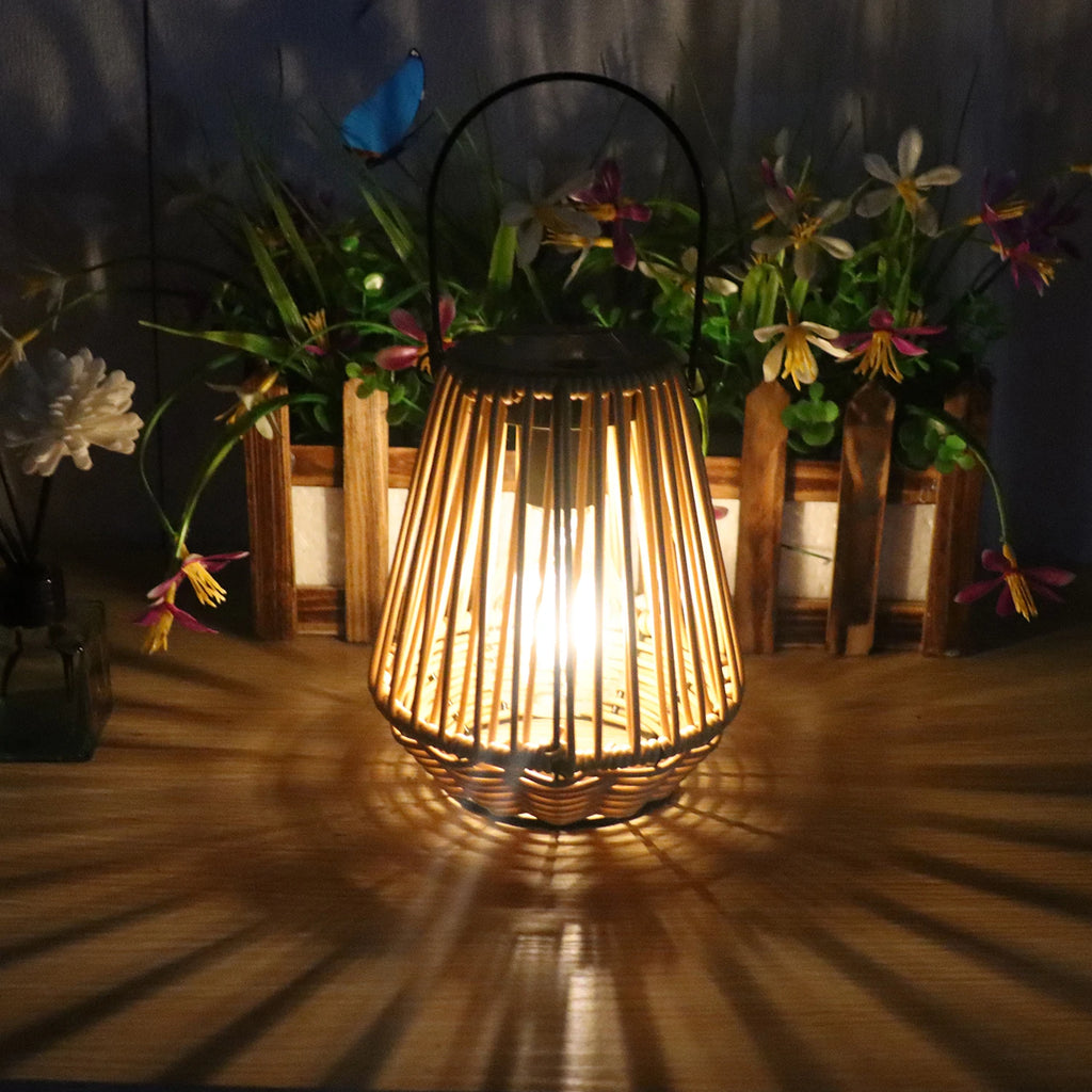 Handwoven Solar Garden Floor Lamp