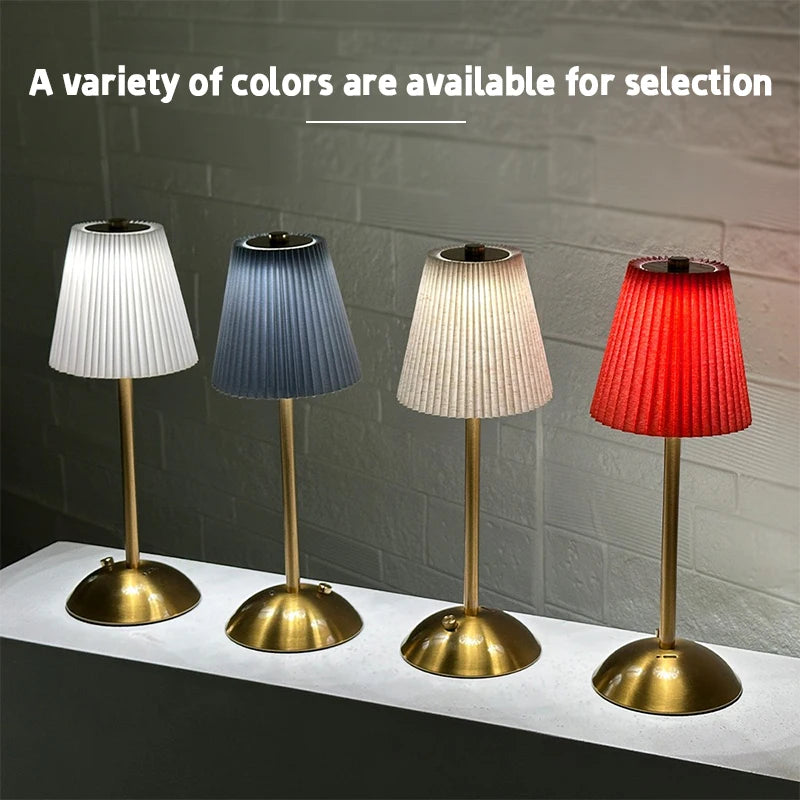 Pleated Shade Cordless Table Lamp