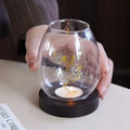 Glass & Wood Tealight Candle Holder