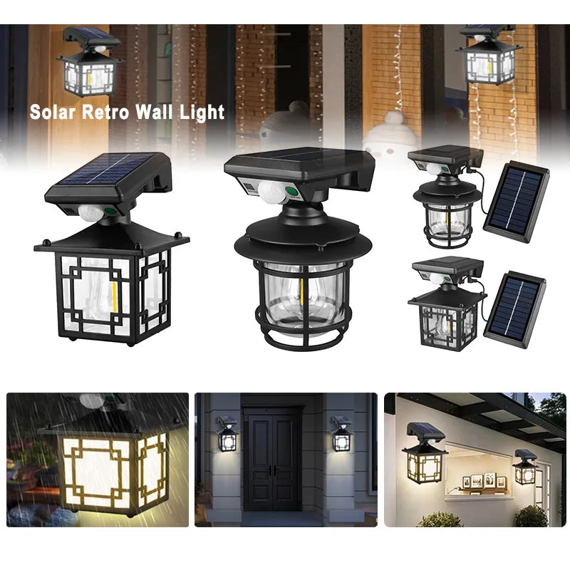 Retro Solar Outdoor Wall Lantern