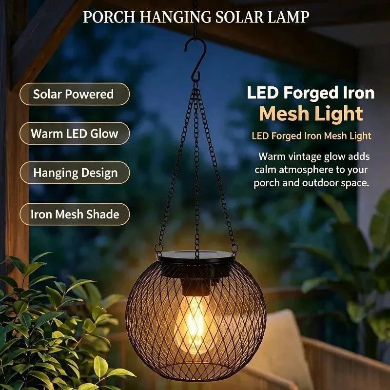 Round Metal Mesh Solar Lantern