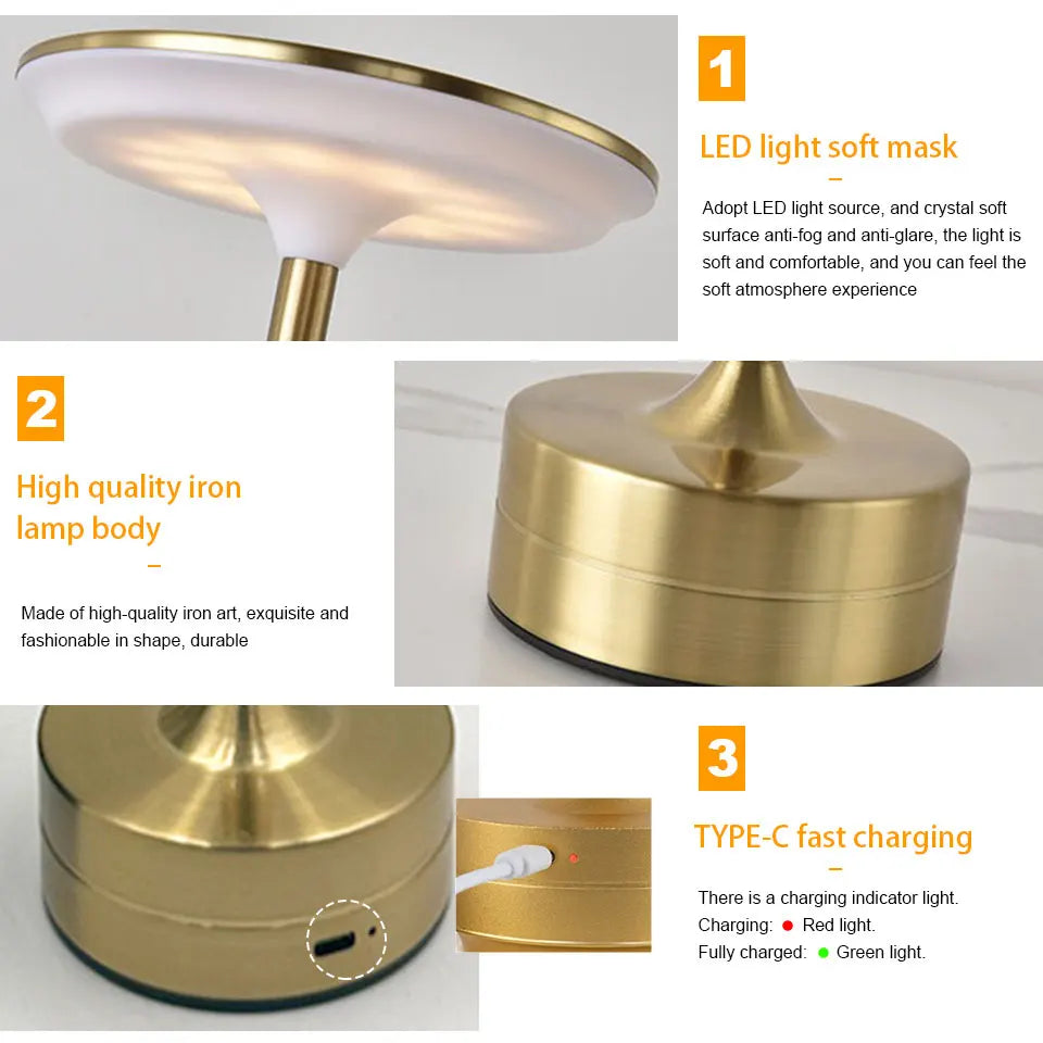 Rechargeable Cordless Table Lamp - Touch Dimmable