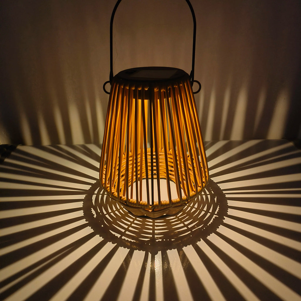 Handwoven Solar Garden Floor Lamp