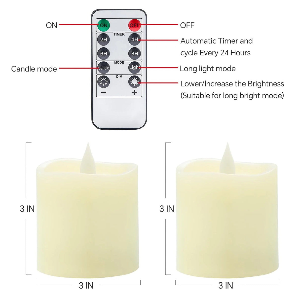 Real-Wax Flameless Pillar Candles