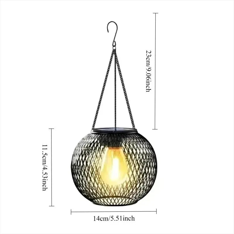 Round Metal Mesh Solar Lantern