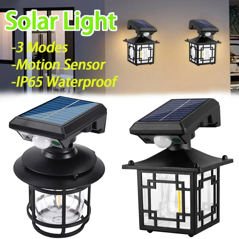 Retro Solar Outdoor Wall Lantern