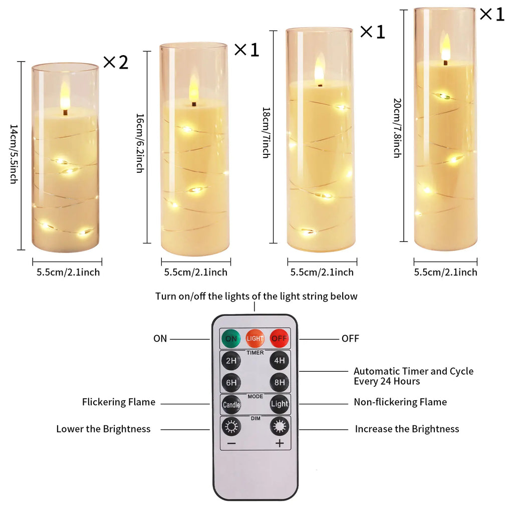 Star-Glow Flameless Pillar Candle Sets