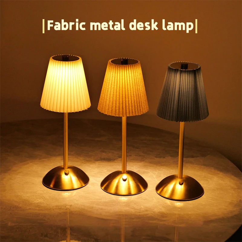 Pleated Shade Cordless Table Lamp