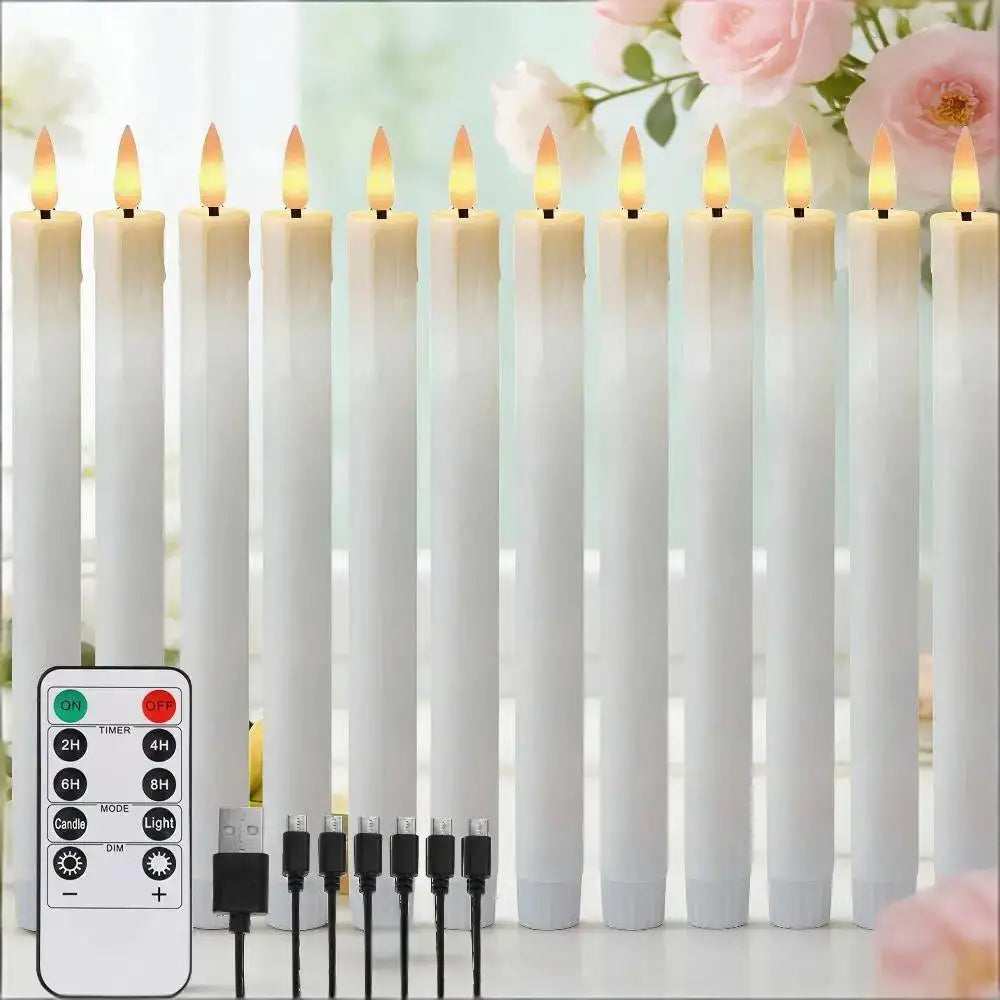 Rechargeable Flameless Taper Candles - Set of 6