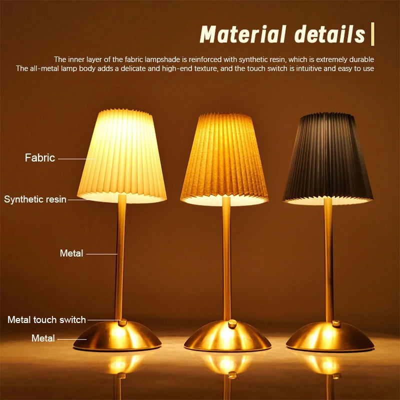 Pleated Shade Cordless Table Lamp