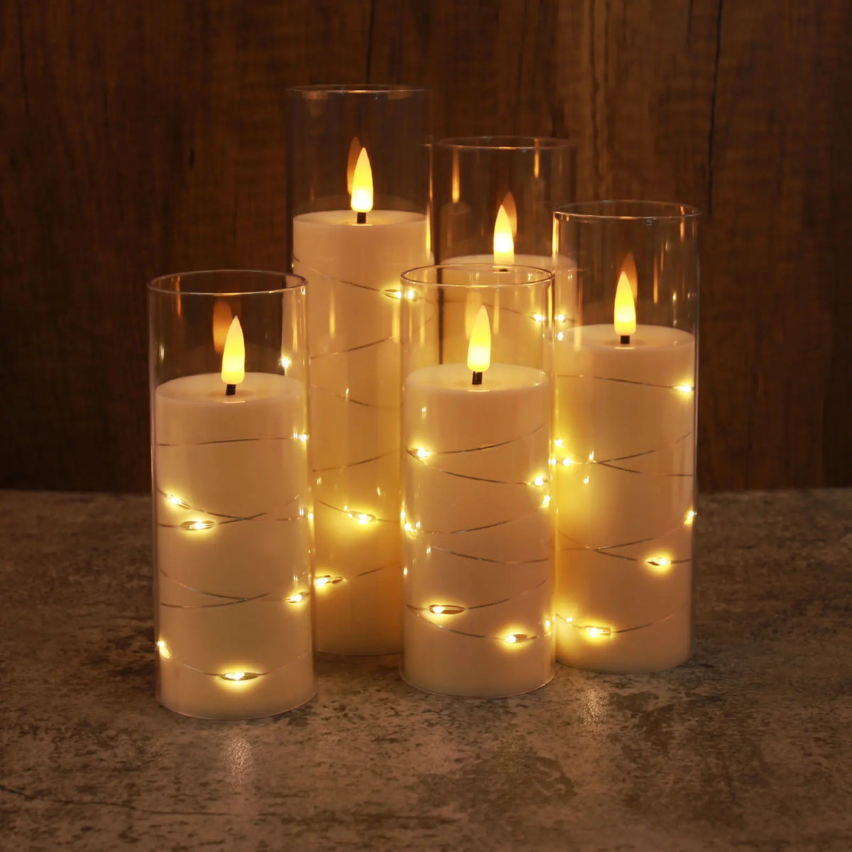 Star-Glow Flameless Pillar Candle Sets