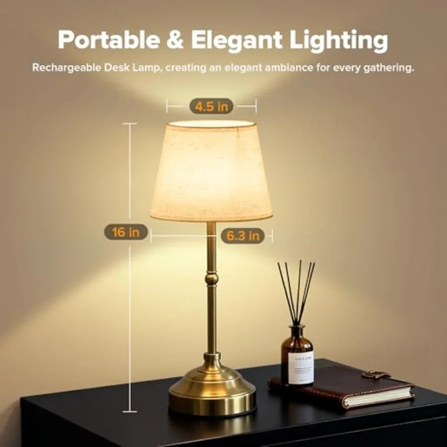 Cordless Fabric Shade Table Lamps - Set of 2