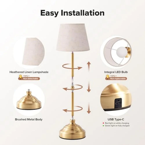 Cordless Fabric Shade Table Lamps - Set of 2