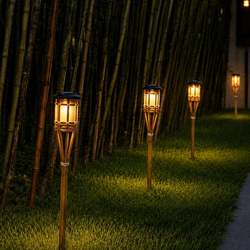 Solar Bamboo Torch Lights for Garden