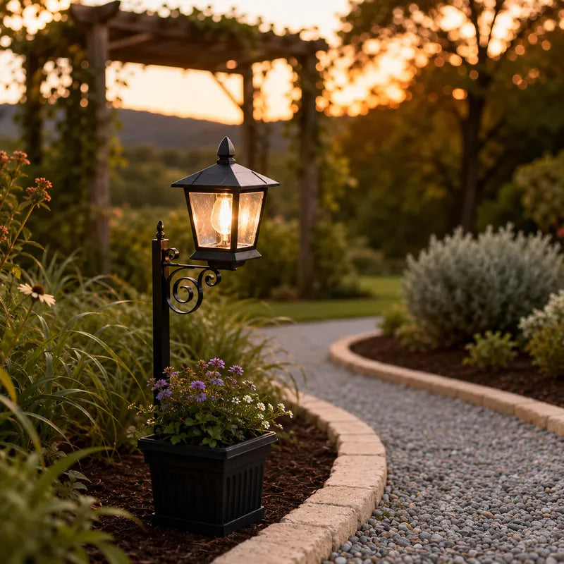 Vintage Lantern Planter with Light