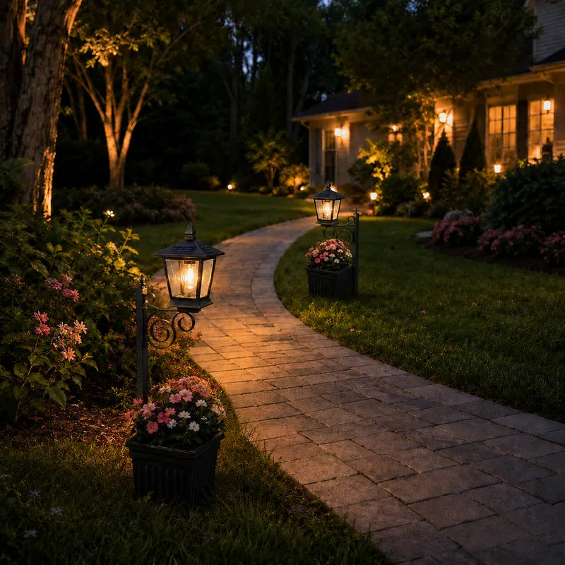 Vintage Lantern Planter with Light