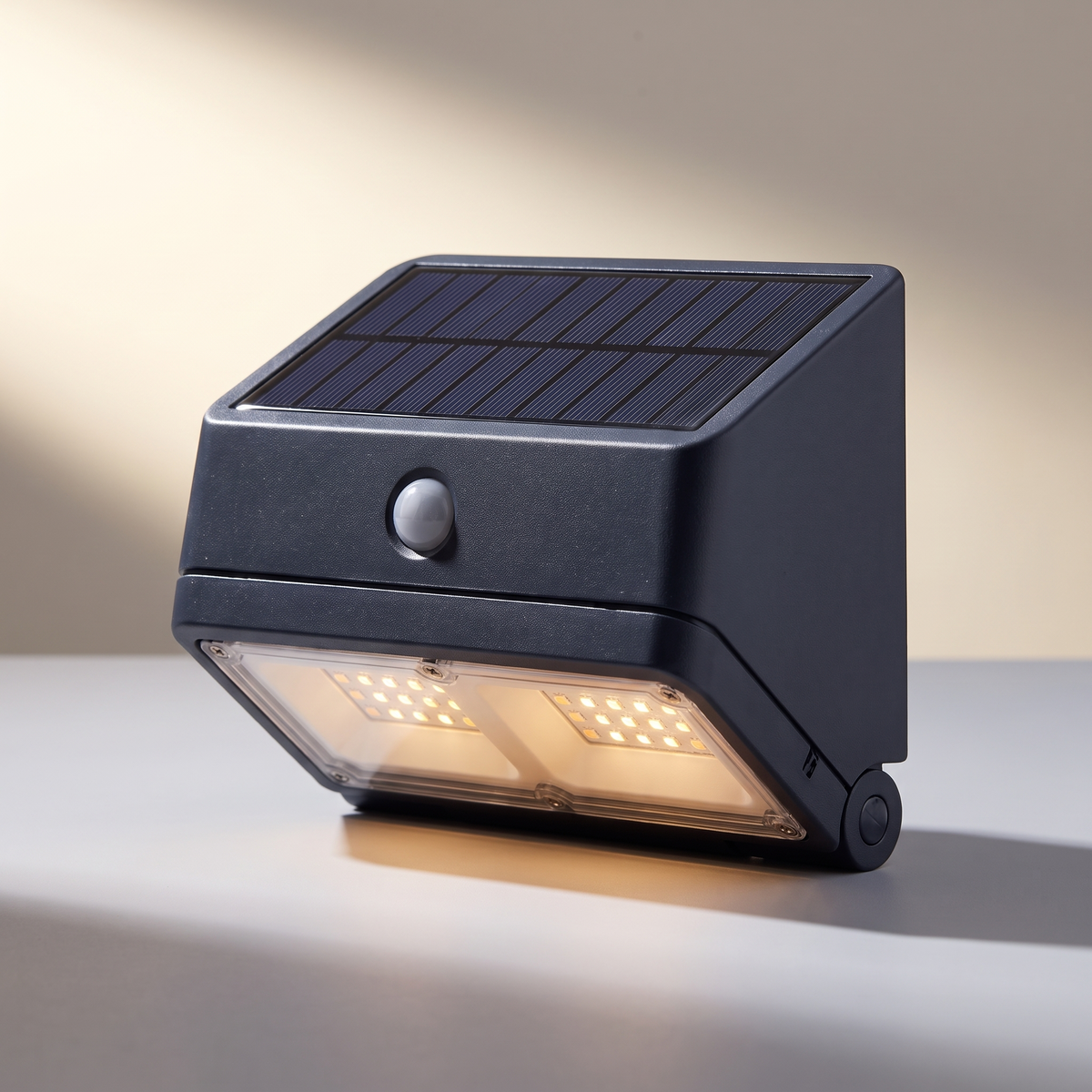 Solar Address Spotlight LED and solar panel detail